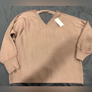 Women’s Pink Rose Size L V-Neck Sweater